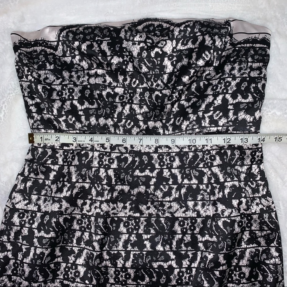 NWOT Tibi Black & Ivory Floral Silk Blend Strapless Dress SZ 8 w/ Measur… - Picture 7 of 16